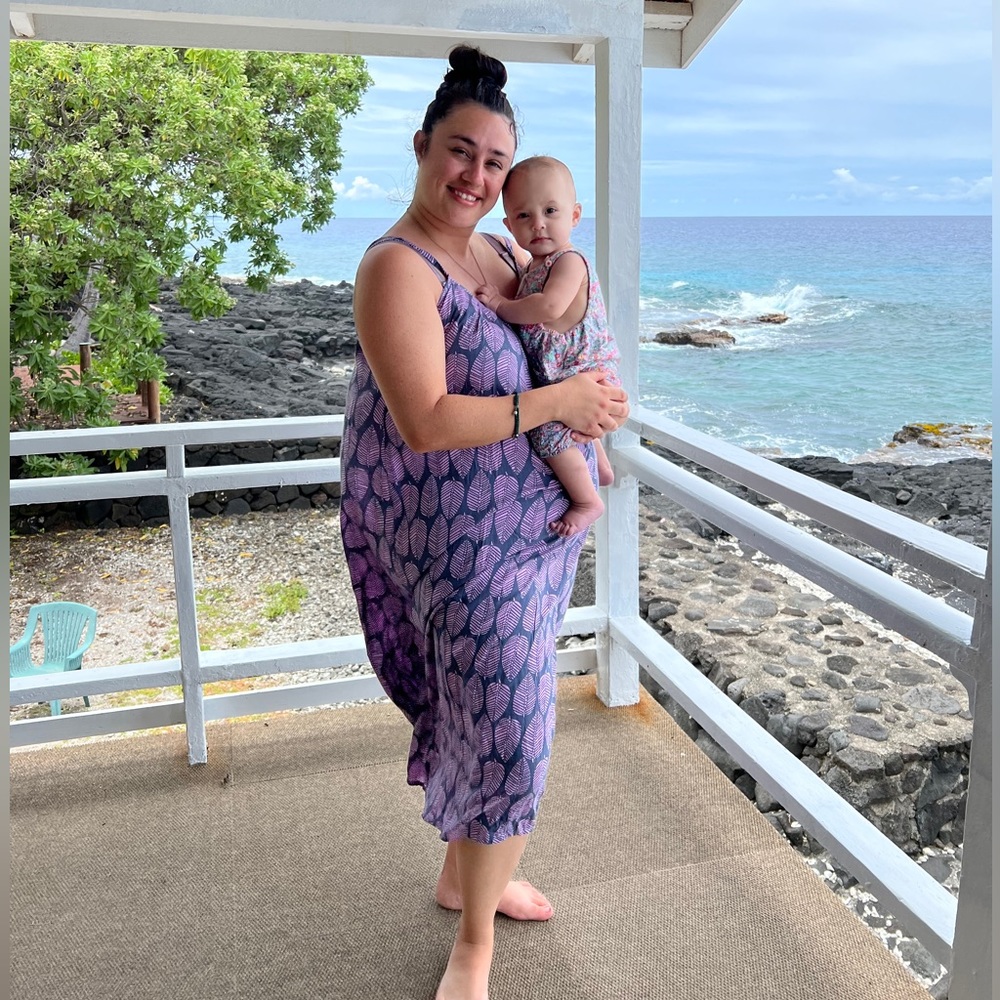 Purple pink leaf maxi spaghetti strap dress